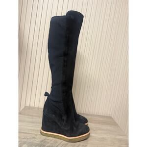 Veronica Beard Andora Knee-High Wedge Boot in Black Size 5.5M